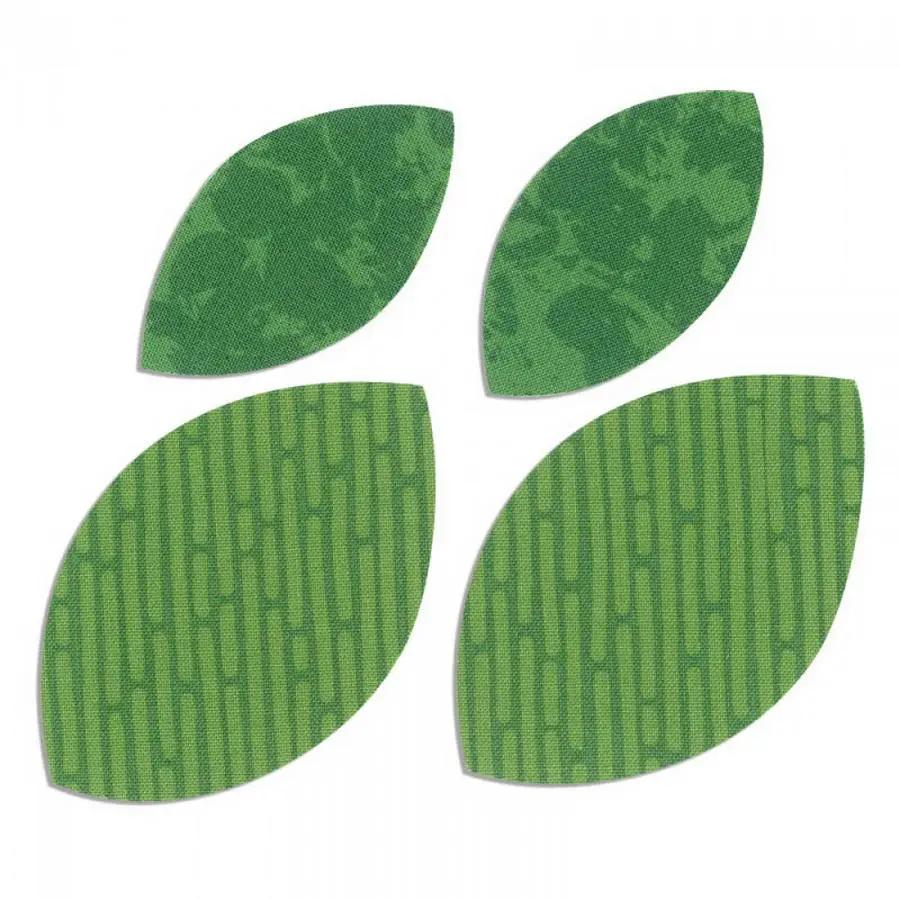 Sizzix Bigz Die Leaves by Rachael Bright; four green leaf shapes.