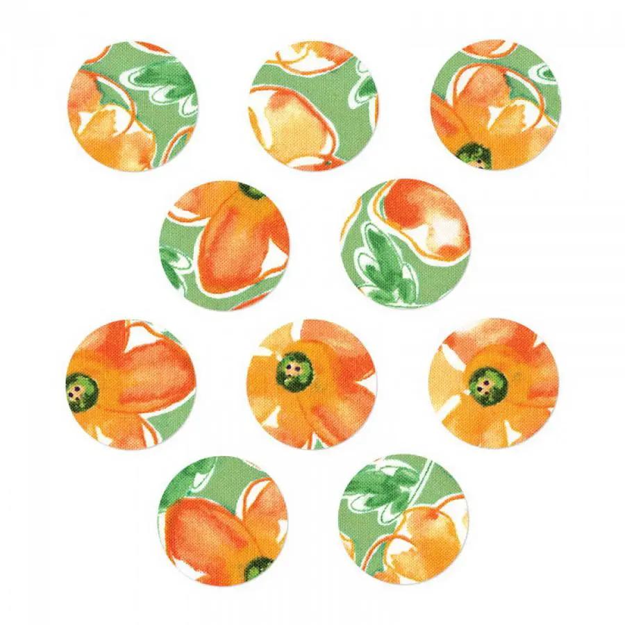 Sizzix Bigz Die Circles, 1 1/4in; orange floral circle cutouts on green background, set of 11