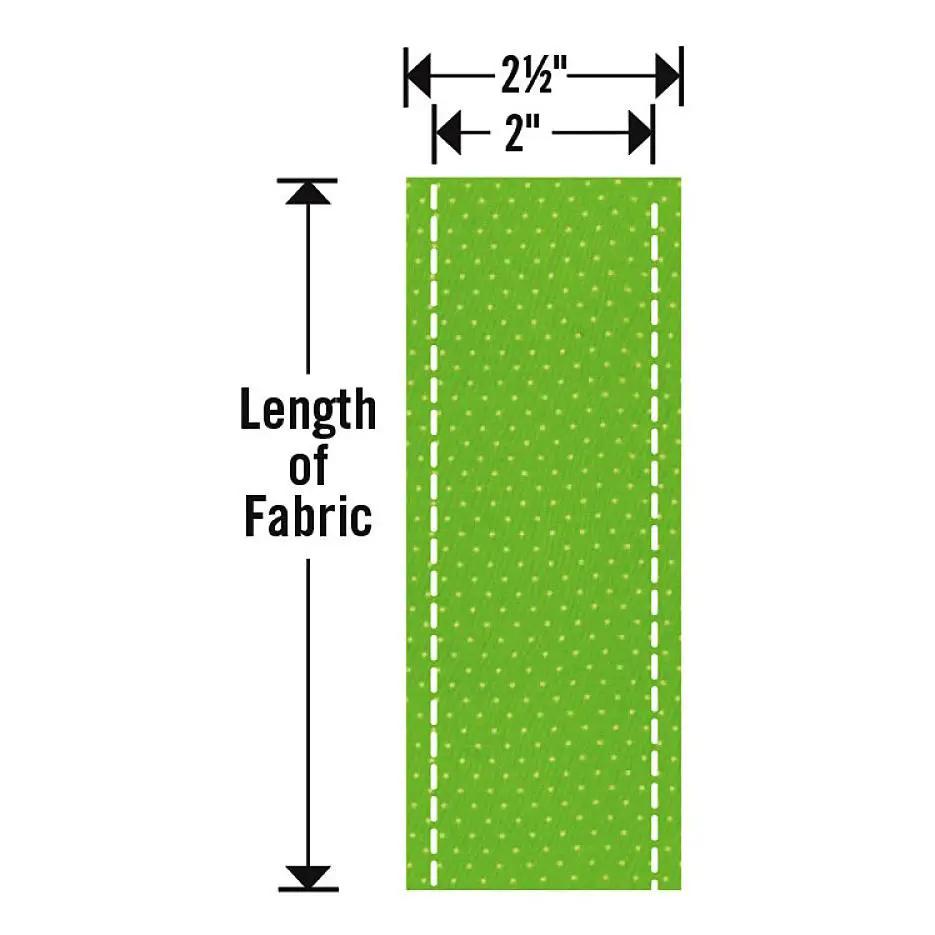 Sizzix Bigz Pro 25-inch Die - 2.5-inch wide strips, green dotted fabric with white dashed guide lines