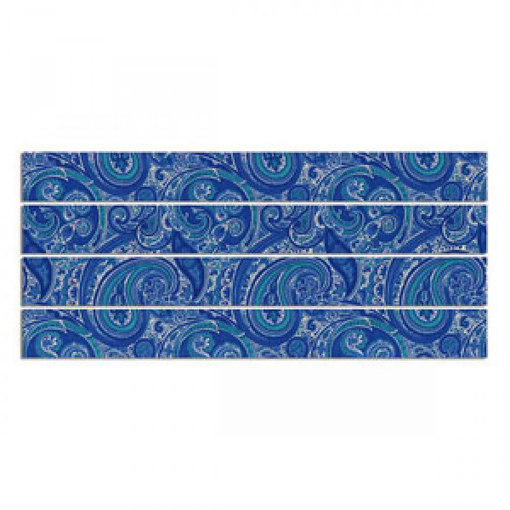 Sizzix Bigz Pro 25 Inch Die, four blue paisley-patterned strips, 2.5 inch wide