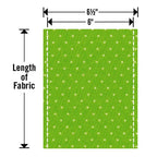 Sizzix Bigz Pro 25 Inch Die; green dotted fabric with white guide lines showing 6½" and 6" widths.