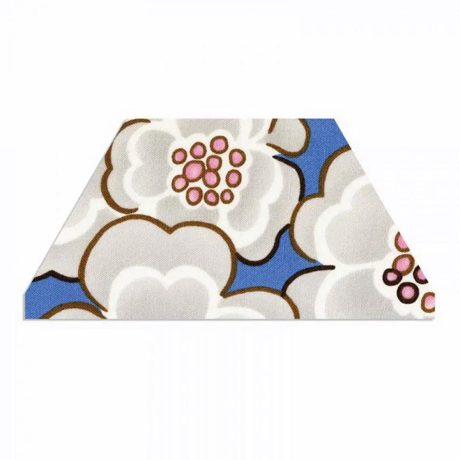Sizzix Bigz Die 5in Half Hex by Natalie Dawn blue fabric with white floral pattern