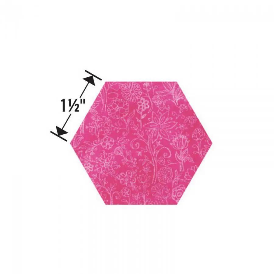 Sizzix Bigz Die hexagons, 1 1/2 inch sides; pink floral pattern.