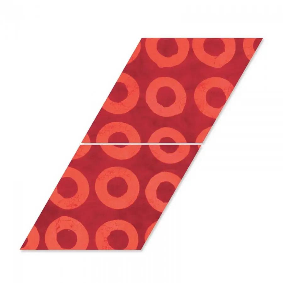 Sizzix Bigz Die - Diamonds, red circular ring pattern on maroon, 2 1/4 in sides