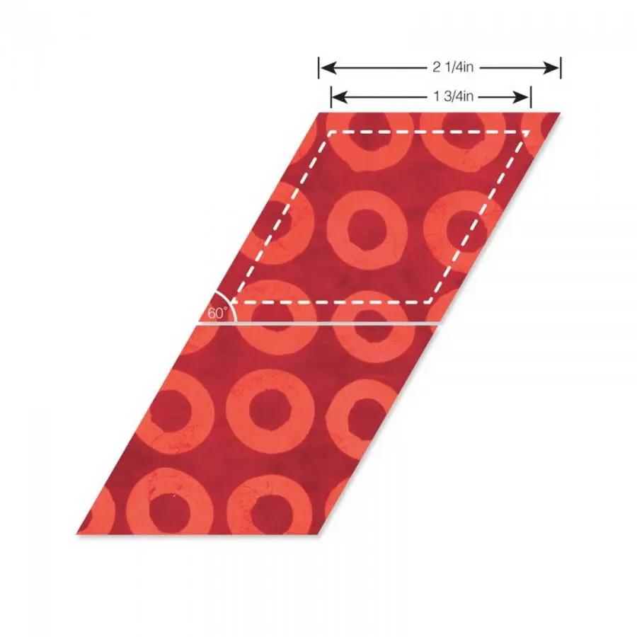 Sizzix Bigz Die Diamonds, 60°, 2 1/4 in sides; red circular-patterned paper sample