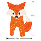 Sizzix Bigz Die Fox cut-out; orange patterned fox with white face and tail tip, 5 1/4 in tall.