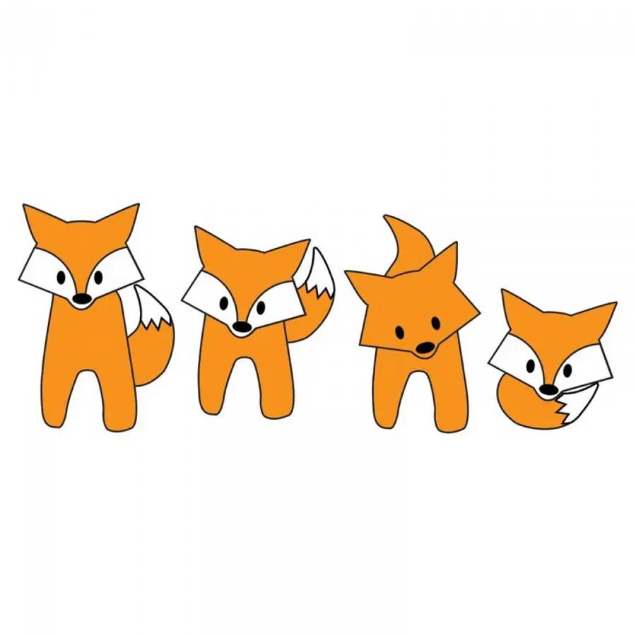 Sizzix Bigz Die Fox by Lynda Kanase - four orange fox cutouts with white faces and tails