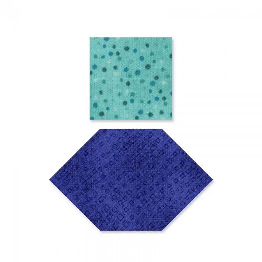 Sizzix Bigz Die Honeycombs & Squares: teal 1-inch square and blue 1.5-inch hexagon shapes (2)