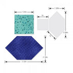 Sizzix Bigz Die Honeycombs & Squares sample die-cuts in teal square and blue diamond patterns for cutting machines