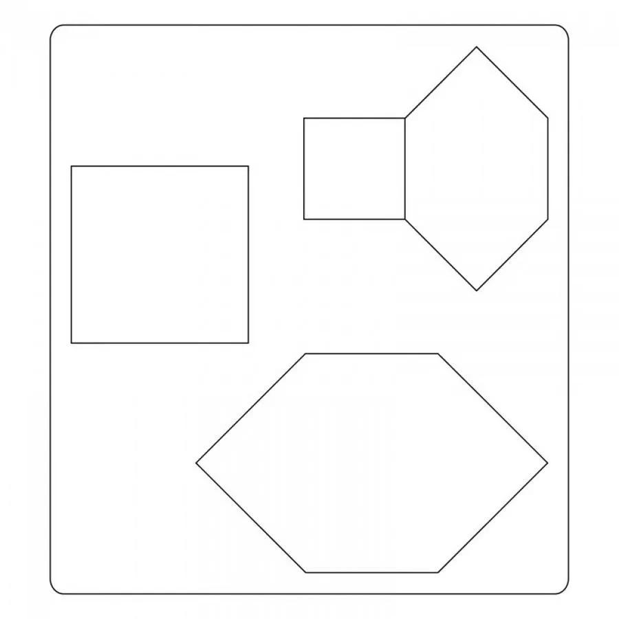 Sizzix Bigz Die Honeycombs & Squares cutting die layout with square and hexagon shapes