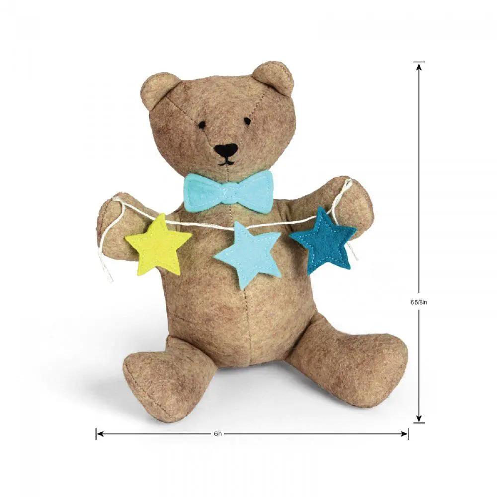 Sizzix Bigz Plus Die Bear Cub; brown cork-like bear with turquoise bow.