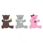 Sizzix Bigz Plus Die Bear Cub set of 3 bears in brown, gray and pink with bows