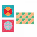 Sizzix Bigz Pro Die Bow Tie 9.5in assembled; three geometric designs in teal, pink, peach, and green
