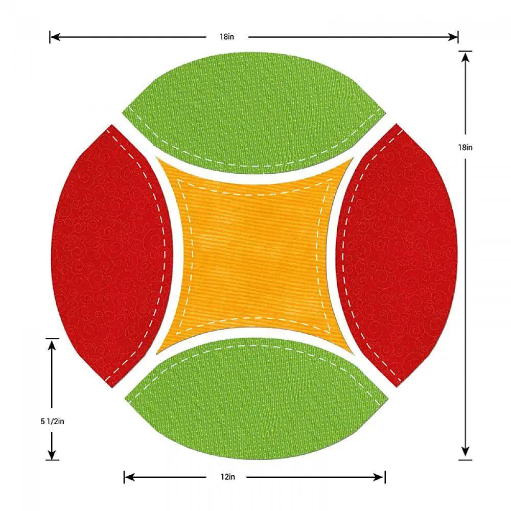 Sizzix Bigz Plus Die - Double Wedding Ring design; fabric cutter dies with red sides, green top/bottom, orange center.