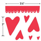 Sizzix Bigz Die - Hearts & Scallop cutting die; 5 red heart shapes and a scalloped border.