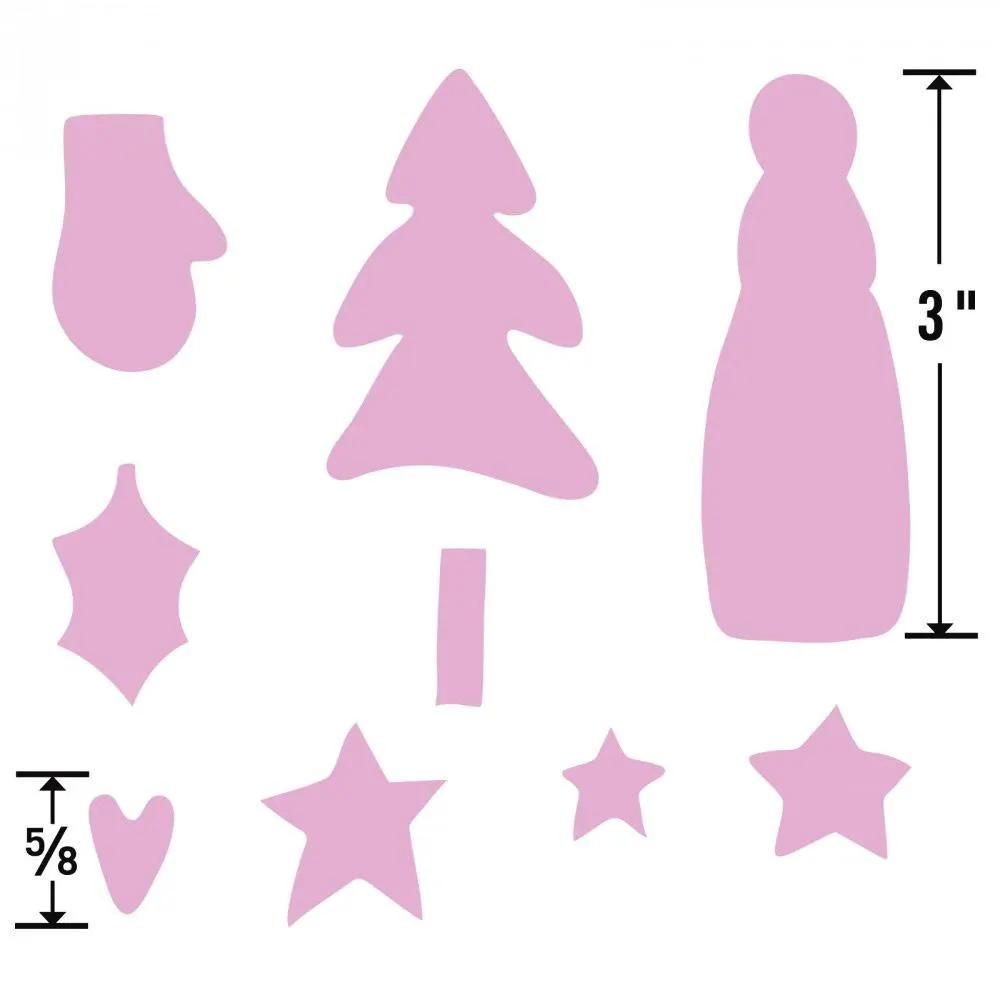 Sizzix Bigz Die Winter Wonderland cutting dies; pink tree, mitten, stars and assorted shapes (9 pieces)