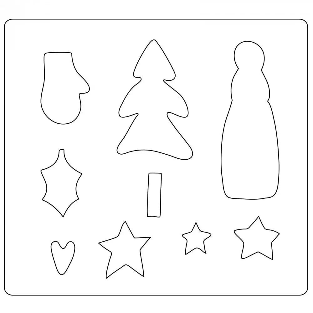 Sizzix Bigz Die Winter Wonderland cutting dies 9-piece set with tree, mitten, holly leaf, heart and star shapes