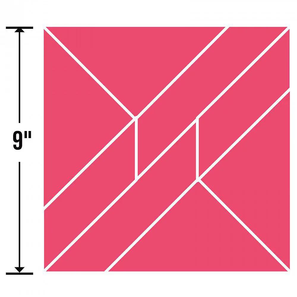 Sizzix Bigz Plus Q Die Twist fabric cutter die; pink 9-inch square with white diagonal geometric lines