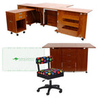 Kangaroo Sewing Furniture Aussie II and Kookaburra Bundle Cabinet Set (Teak) - Sewingmachinesplus.com