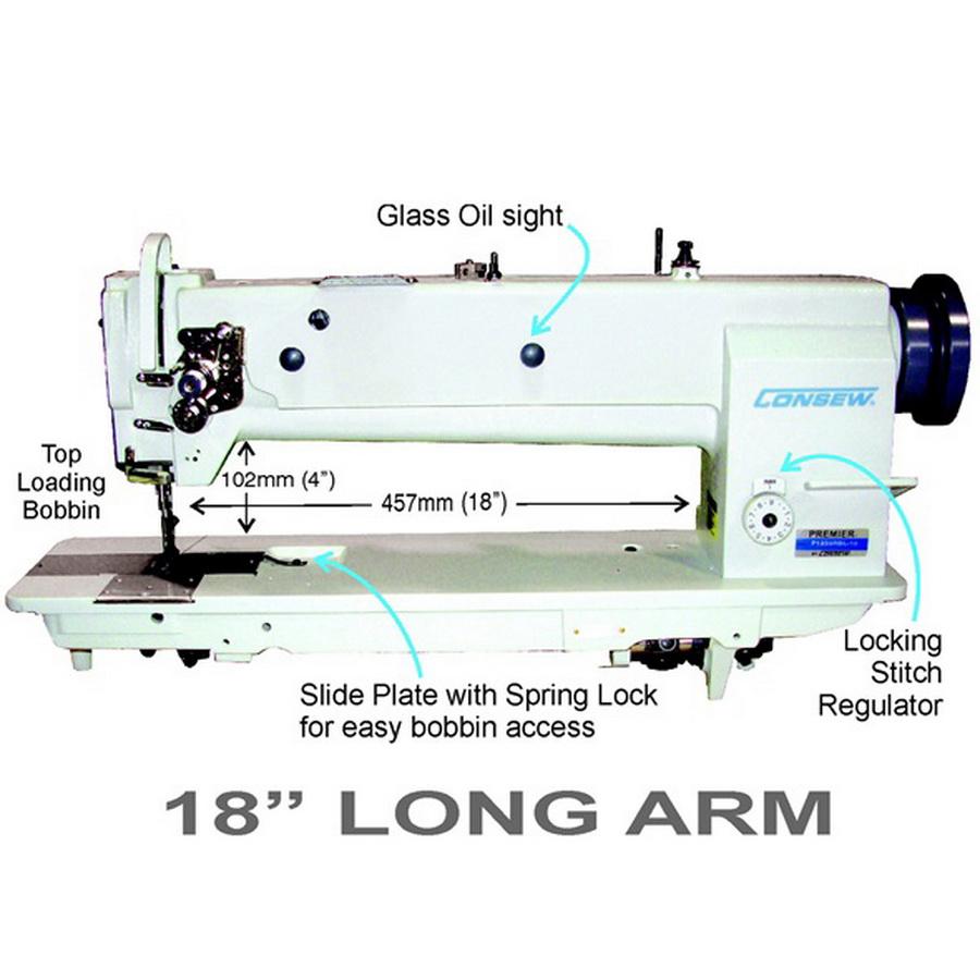 Consew Premier 1255RBL-18 Single Needle Long Arm With Assembled Table and Servo Motor