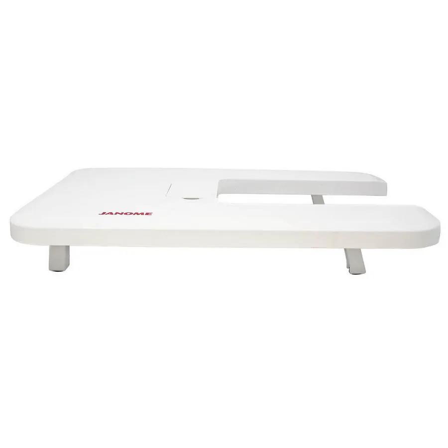 Janome 1600P Series extension table, white, 27in W x 13.5in D with red Janome logo