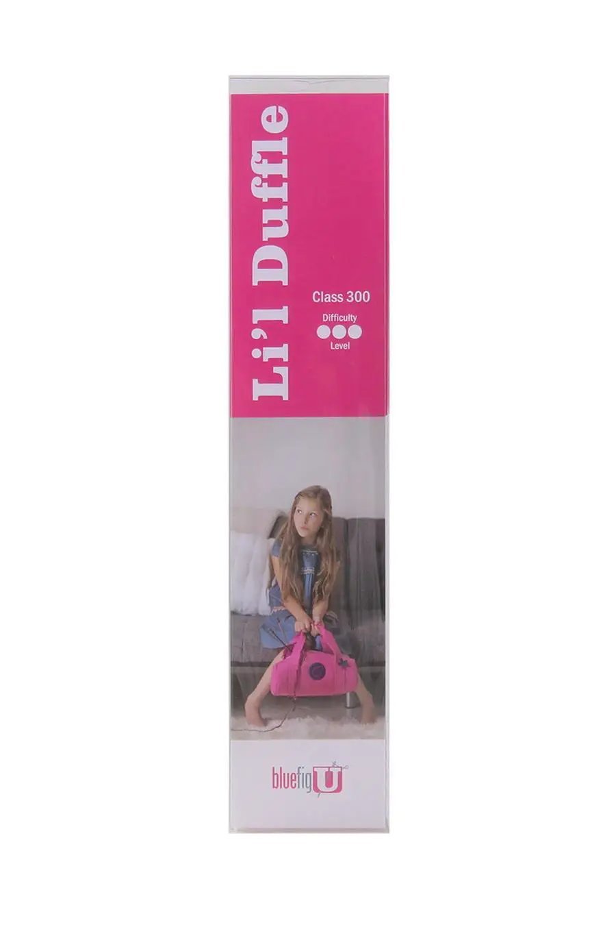 Bluefig University Learn to Sew Lil Duffle Class 300 fabric kit in pink packaging