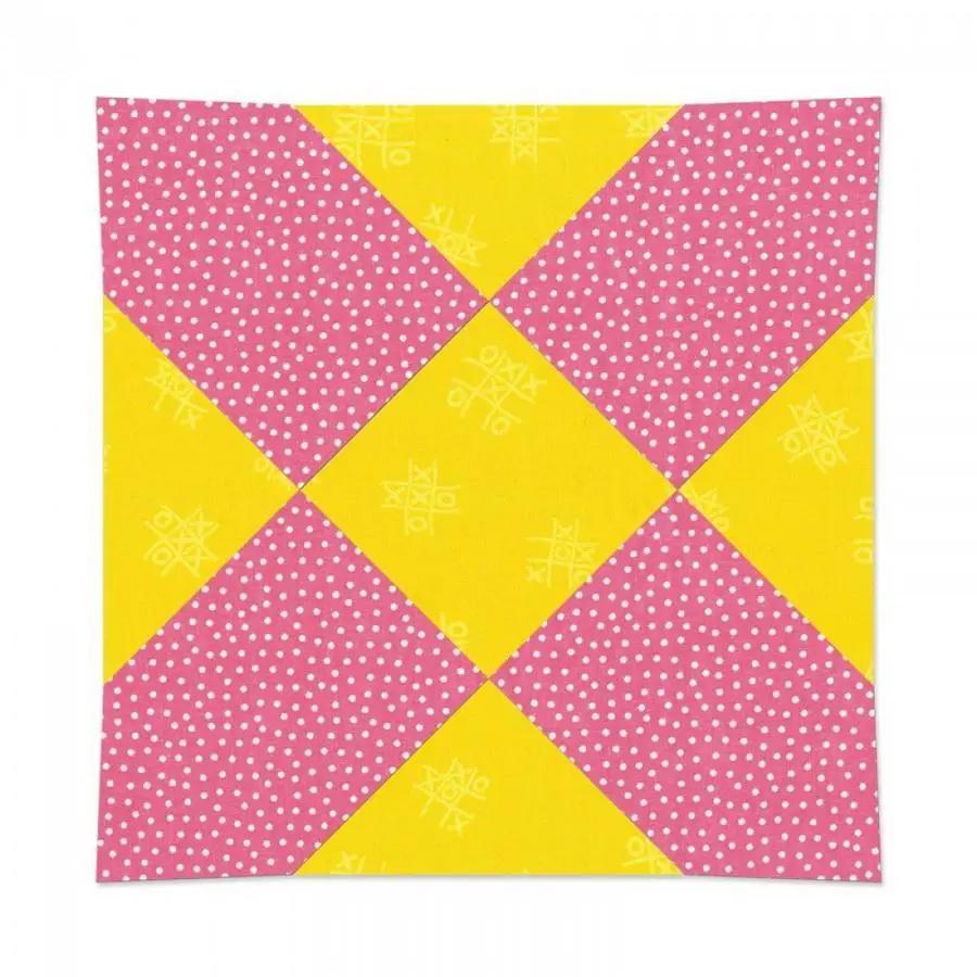 Sizzix Bigz XL Die Rocking the House 8 inch assembled patchwork square in pink and yellow
