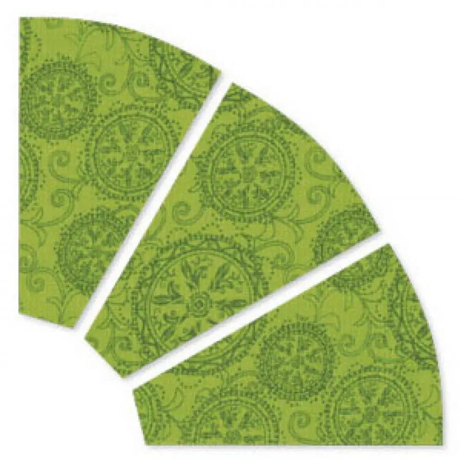 Sizzix Bigz L Die - Fan Blade; three green ornate cutting die pieces