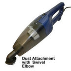Dust Care 2-in-1 corded stick vacuum with blue body, HEPA bagless, and swivel-elbow dust attachment.