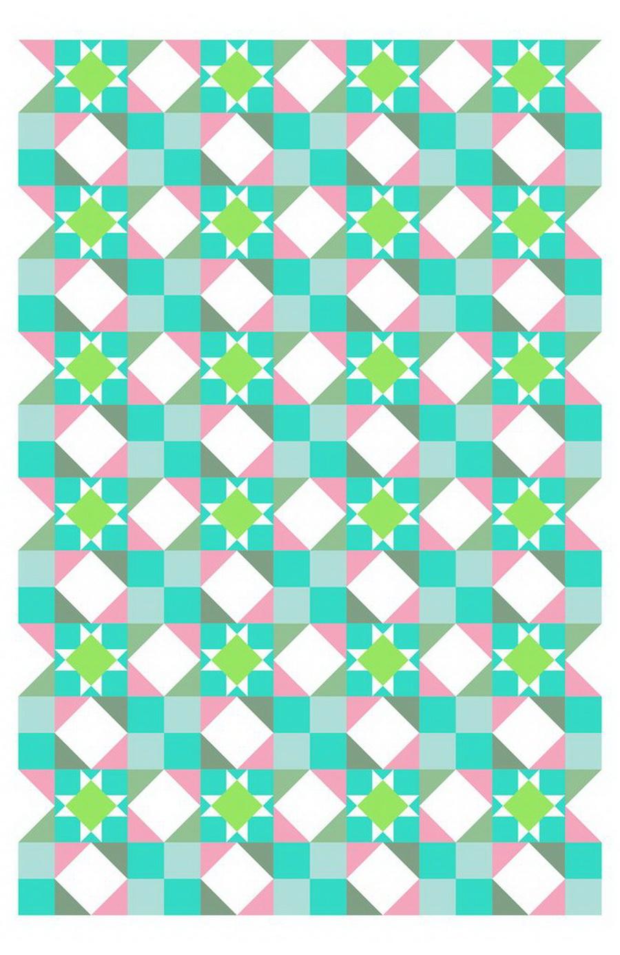 DIME - Ohio Star Cheater Quilt With Designs