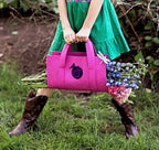 Bluefig University Learn to Sew Kit Lil Carrier Class 200 fabric kit; pink tote with bird logo carried by a girl