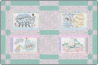 Anita Goodesign Free Motion Frenzy Premium Plus embroidery designs: 4-panel quilt in pastel teal, pink and lavender.