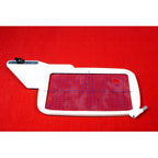 Janome embroidery hoop RE for 11000, white frame with red grid.