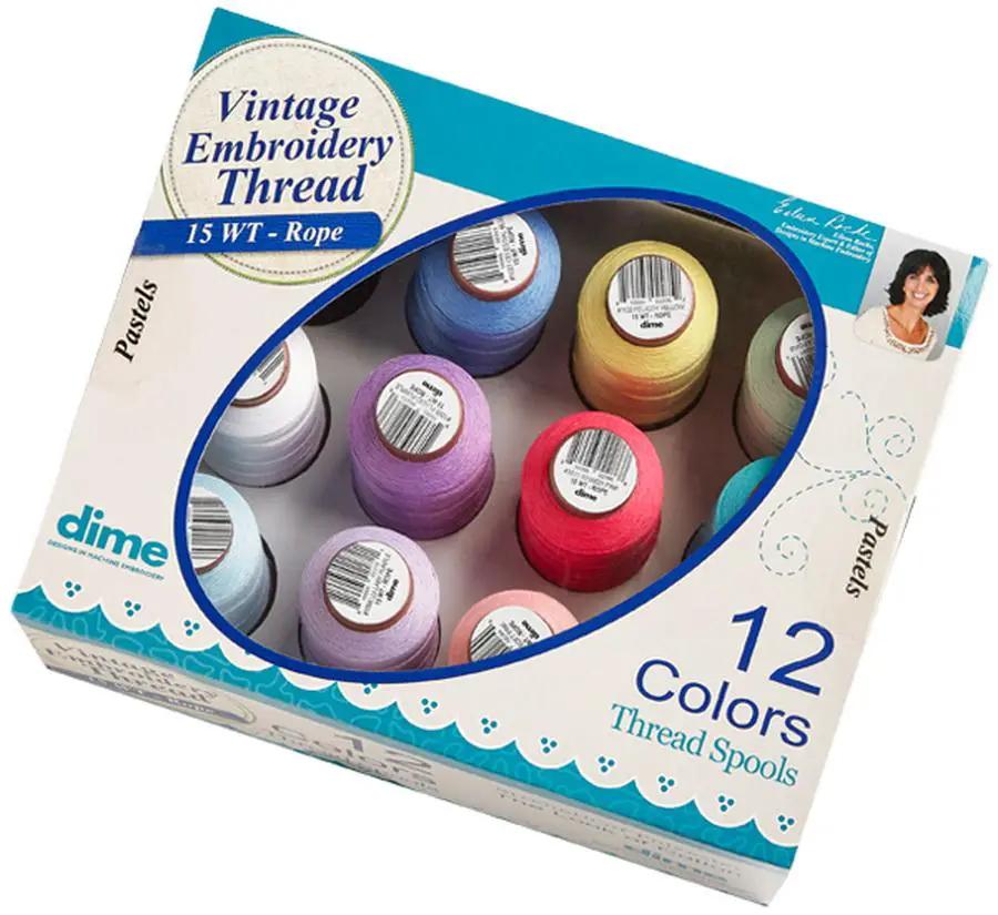 Embroidery thread set by DIME, Vintage Thread-15 wt Rope, 12 colors