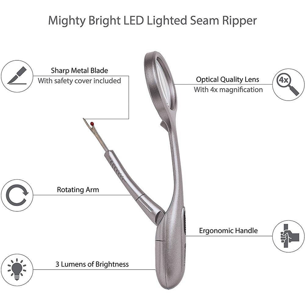 Mighty Bright 88512 Lighted Seam Ripper, Silver