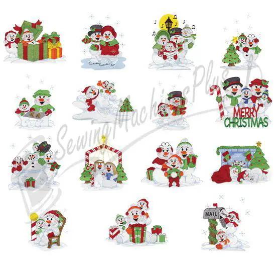 Dakota Collectibles Snow Family Christmas Embroidery Designs set featuring multiple festive snow motifs