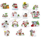 Dakota Collectibles Snow Family Christmas Embroidery Designs set featuring multiple festive snow motifs