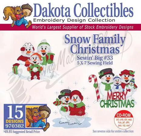 Dakota Collectibles Snow Family Christmas embroidery designs – 15 designs for 5x7 sewing field (970382).