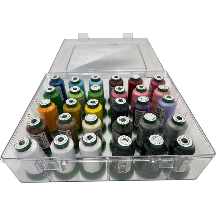 Exquisite 30 Pack Thread Bundle & Acrylic Thread Box - 30 x 1000M Spools - Sewingmachinesplus.com