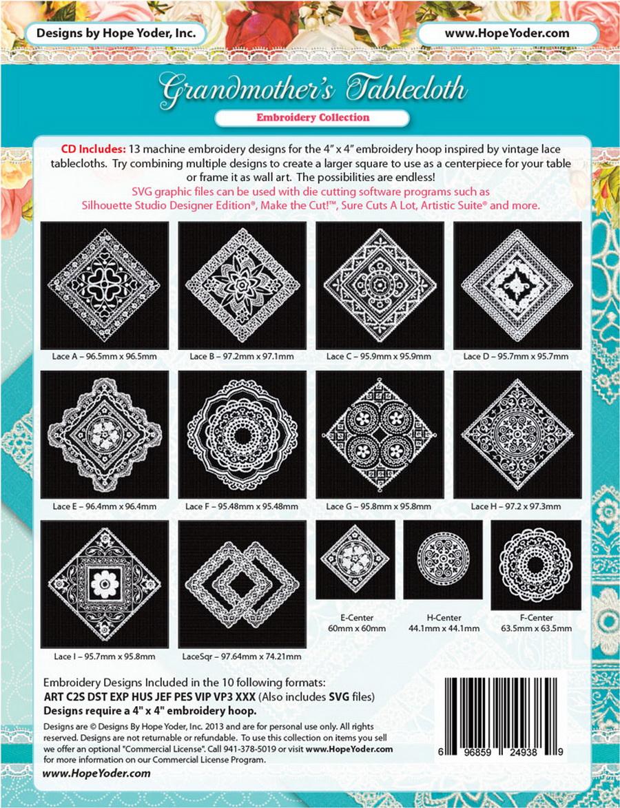Grandmothers Tablecloth CD w/ SVG - Designs by Hope Yoder