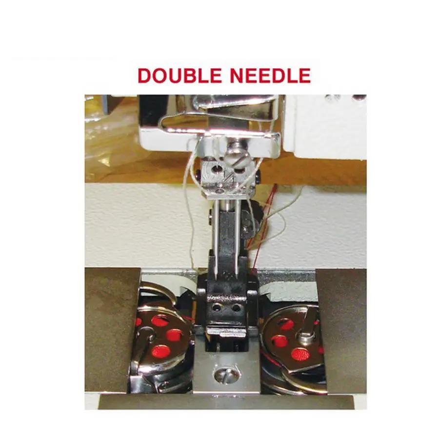 Sewing machine, double-needle long-arm with assembled table and servo motor.