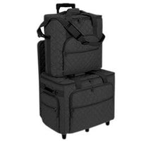 Hemline Black Embroidery Studio Collection Three Bag Trolley Set