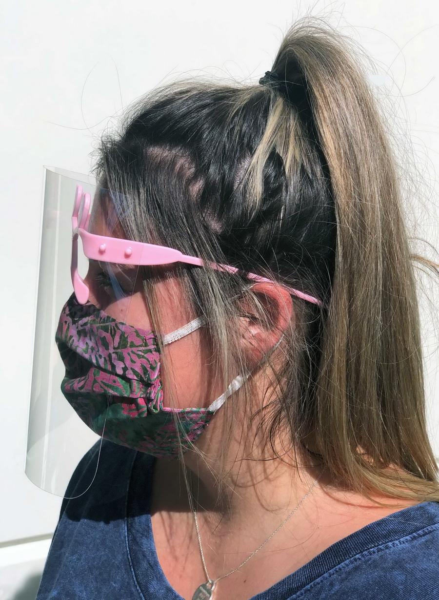 High Quality Face Shield in White or Pink - 10 Pack (FREE 4oz. Bottle of Hand Sanitizer Included) - Sewingmachinesplus.com