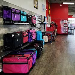 Colorful Bags properly aligned in a horizontal line