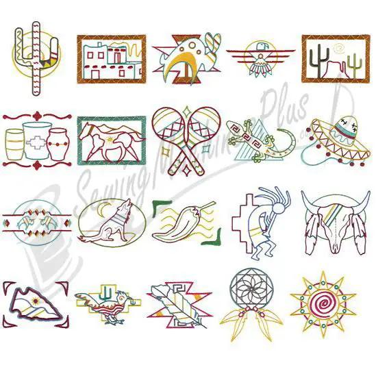 Touch of Southwest 970456 embroidery design set by Dakota Collectibles with colorful southwestern motifs