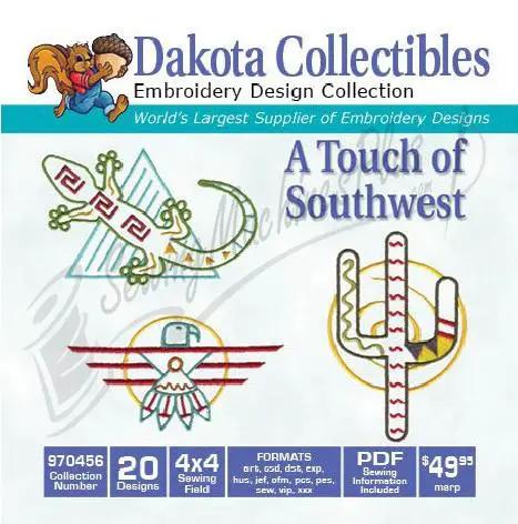 Dakota Collectibles Touch of Southwest embroidery design collection with cactus, lizard and bird motifs (970456)
