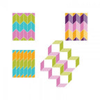 Sizzix Bigz L Die Chevron cutting die set; multicolor chevron panels and a 3D cube layout.
