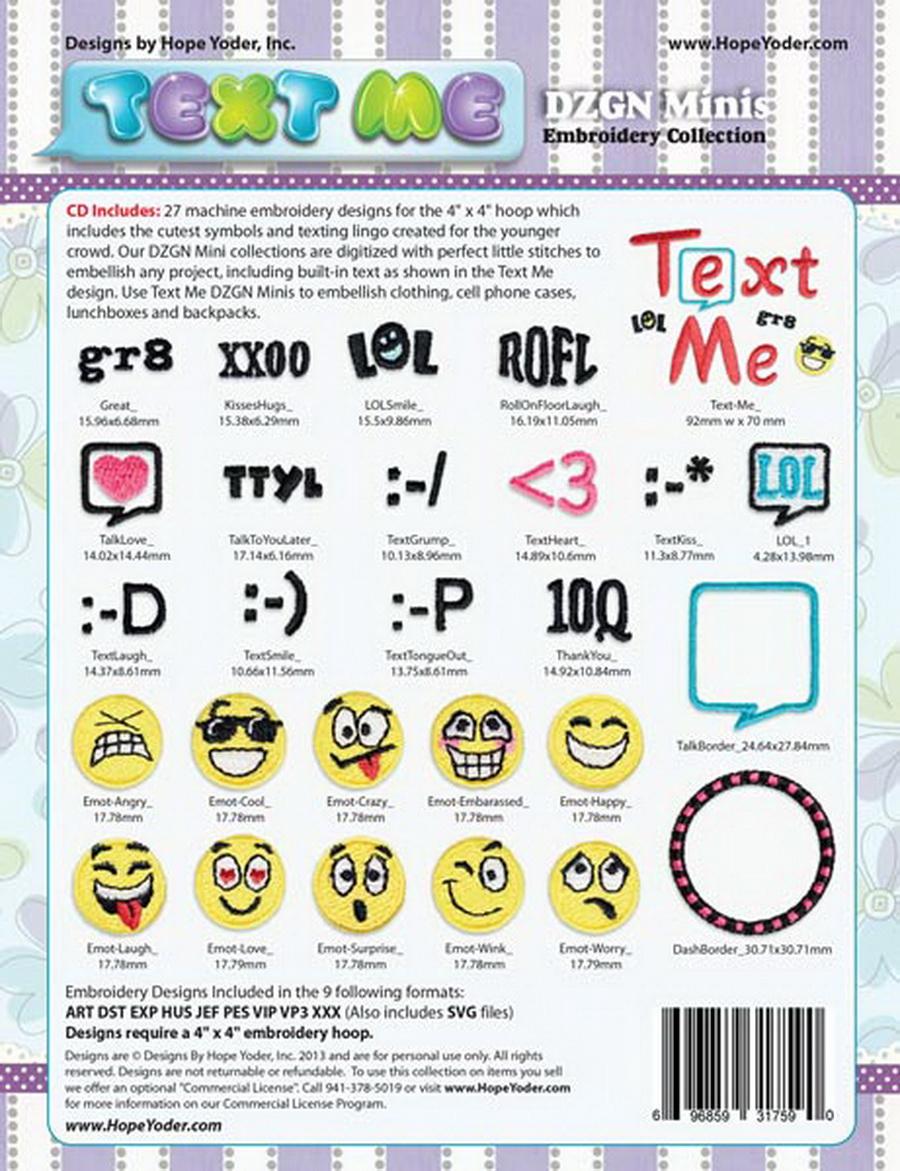 Text Me Embroidery CD w/SVG - Designs by Hope Yoder