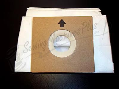 Carpet Pro vacuum bags, 6-pack for Tiny Tank TTP-6; brown kraft bag with circular opening and up-arrow marker.