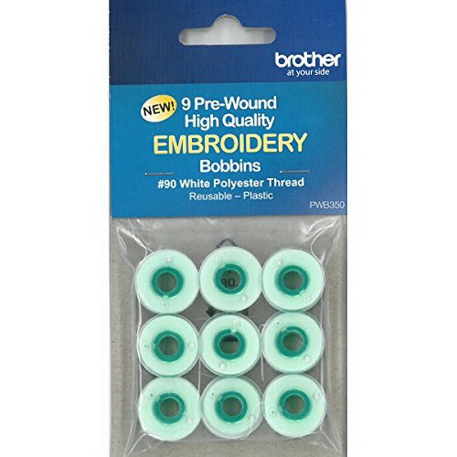Brother Pre - Wound Embroidery Bobbins 90 White - Sewingmachinesplus.com